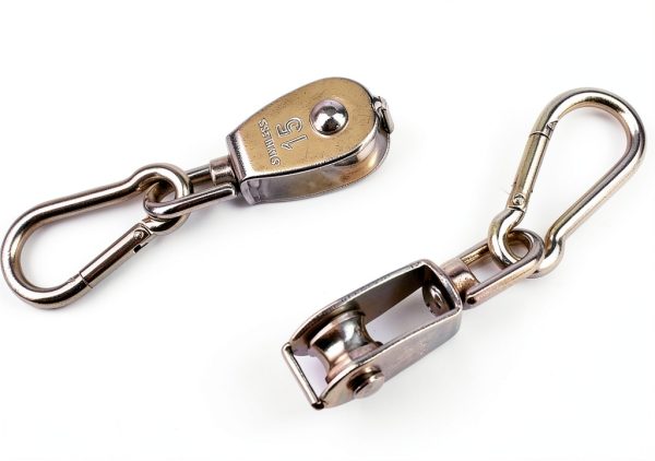 304 Stainless Steel Single Pulley Block Hamineler M15 with Snap Hook-4