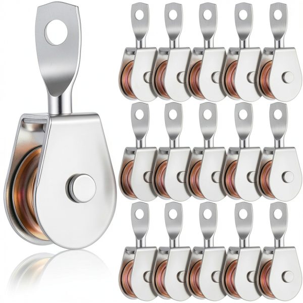 16 Pack Single Pulley Block Wheel 4" Zinc Iron 420lb Swivel Otoolling-0