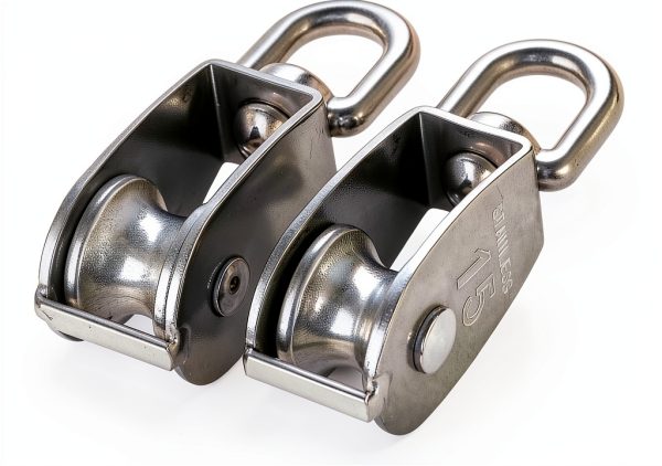 12Pcs Single Pulley Block (M15), AUHOKY 304 Stainless Steel Hanging Wire Towing Wheel, Swivel Lifting Wire Rope Cable Pulley Roller, Max-Load 35kg/77lbs-1