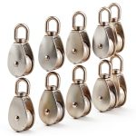 12Pcs Single Pulley Block (M15), AUHOKY 304 Stainless Steel Hanging Wire Towing Wheel, Swivel Lifting Wire Rope Cable Pulley Roller, Max-Load 35kg/77lbs-0