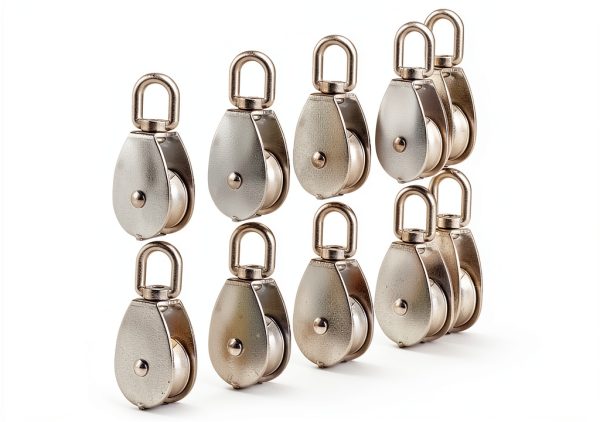 12Pcs Single Pulley Block (M15), AUHOKY 304 Stainless Steel Hanging Wire Towing Wheel, Swivel Lifting Wire Rope Cable Pulley Roller, Max-Load 35kg/77lbs-0