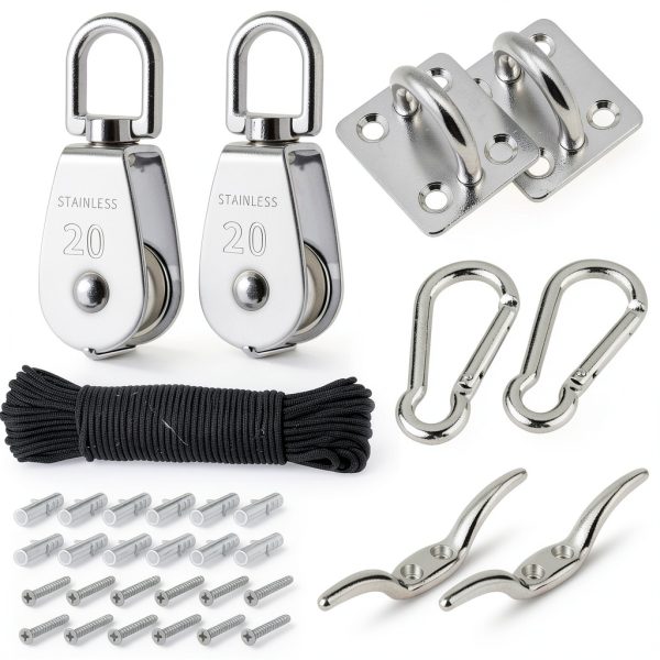 TooTaci Pulley System M20 Set 304 Stainless Steel with Nylon Rope-0